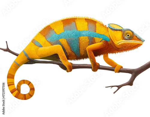 Tropical Reptile, Vibrant Panther Chameleon Close-up Portrait