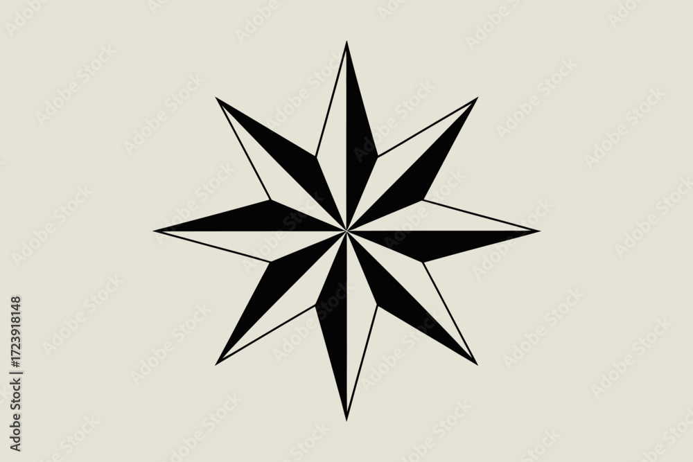 Obraz premium Graphic symbol of a compass rose, representing direction and navigation