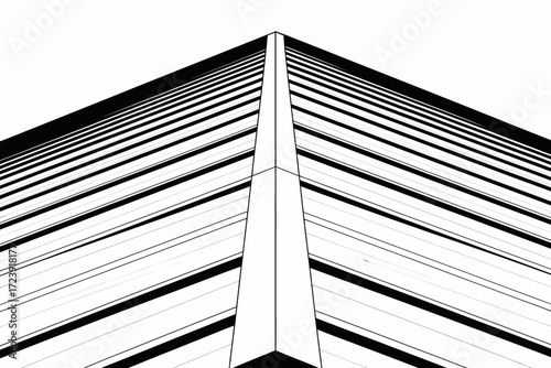 Modern geometric architecture with sharp lines and stark contrast