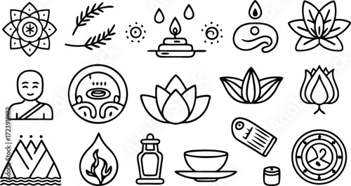 Nature and Food Vector Icon Set for Cafe and Kitchen Design