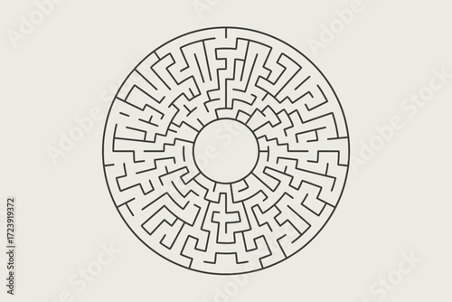 Complex circular maze representing a challenging puzzle or difficult decision