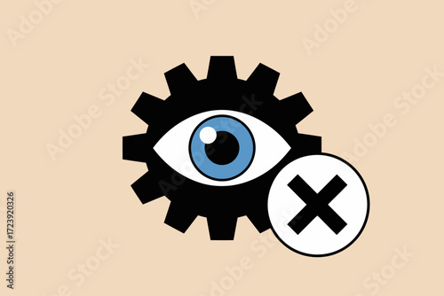 Abstract symbol representing the concept of surveillance or monitoring with a warning.