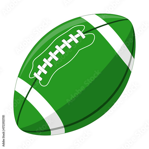 Green American Football Illustration Sport Equipment Game Day Graphic Design Element Perfect for Posters and Social Media with Vibrant Colors and Crisp Lines