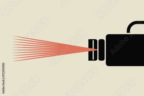 Vector illustration of a vintage movie camera projecting light beams, symbolizing storytelling and creativity.