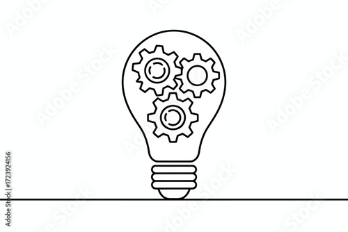 Lightbulb with gears inside representing innovation and bright ideas
