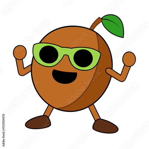 Groovy Fruit Character Design Dancing Apricot in Sunglasses 