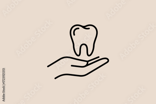 Gentle hand cradles a healthy tooth, symbolizing dental care and oral hygiene.