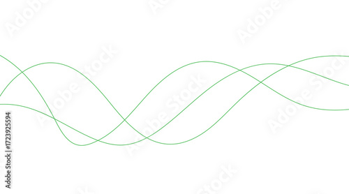 Green Wave Lines on White Background