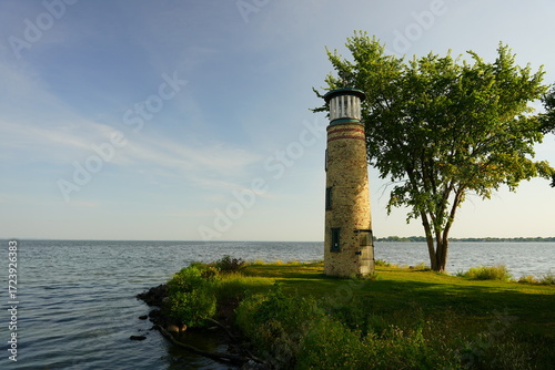 Asylum Point Lighthouse in Oshkosh, Wisconsin, during the Autumn season.