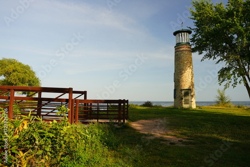 Asylum Point Lighthouse in Oshkosh, Wisconsin, during the Autumn season.