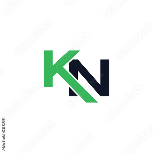 Free Download Nk monogram in a rectangular frame with rising check mark accent - GFXLoad