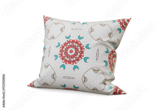 Soft colorful pillow isolated on white background for home decor and comfort