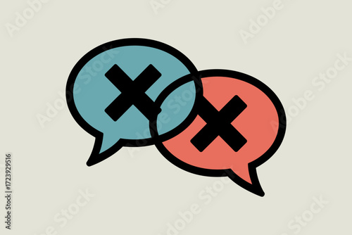 Two speech bubbles with crosses, symbolizing miscommunication or disagreement.