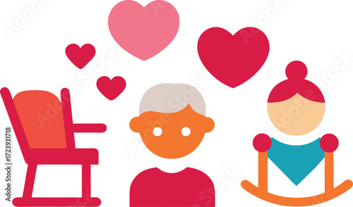 Grandparents day vector icons collection rocking chair illustration eps scalable vector