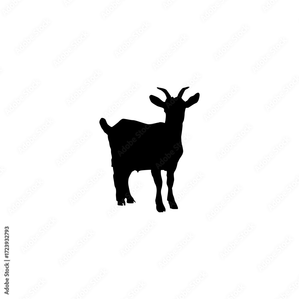 Fototapeta premium A clean, bold silhouette of a goat, presented on a white background.