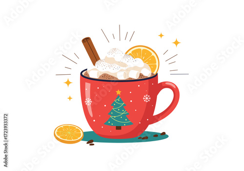 A delicious warm winter drink decorated for the holidays.