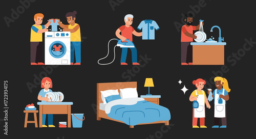 Business people icons set vector cartoon illustration office work concept