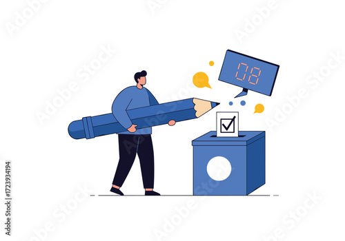 A person is casting a vote in an election.