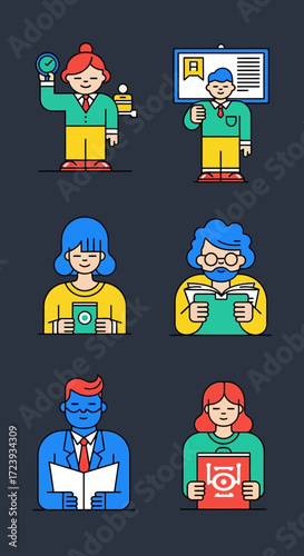 set of cartoon character