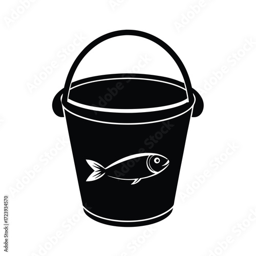 Zoo Keeper element isolated fish bucket on white background