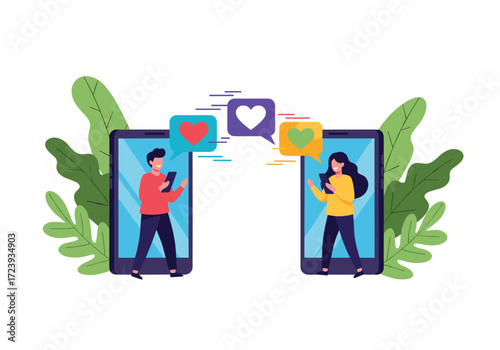 Online dating and communication between people via smartphones.