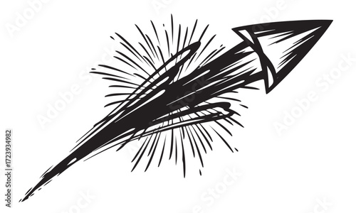 Dynamic Hand-Drawn Arrow with Energetic Burst Effect