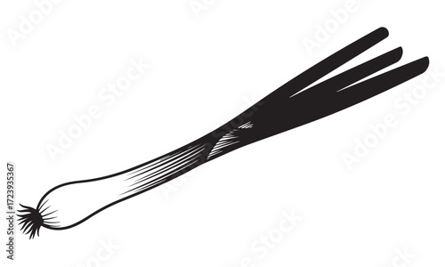 Green Onion Scallion Vegetable Silhouette Drawing