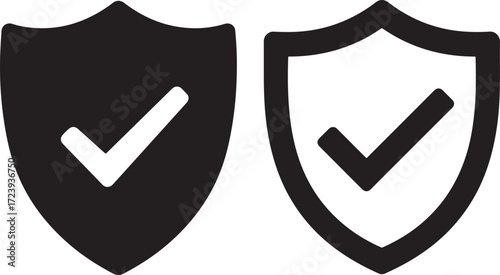 Two shield icons with checkmarks silhouette
