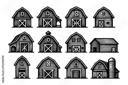 Rustic barn collection: hand drawn vintage farmhouse designs