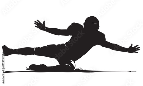 Dynamic Silhouette of a Football Player Diving