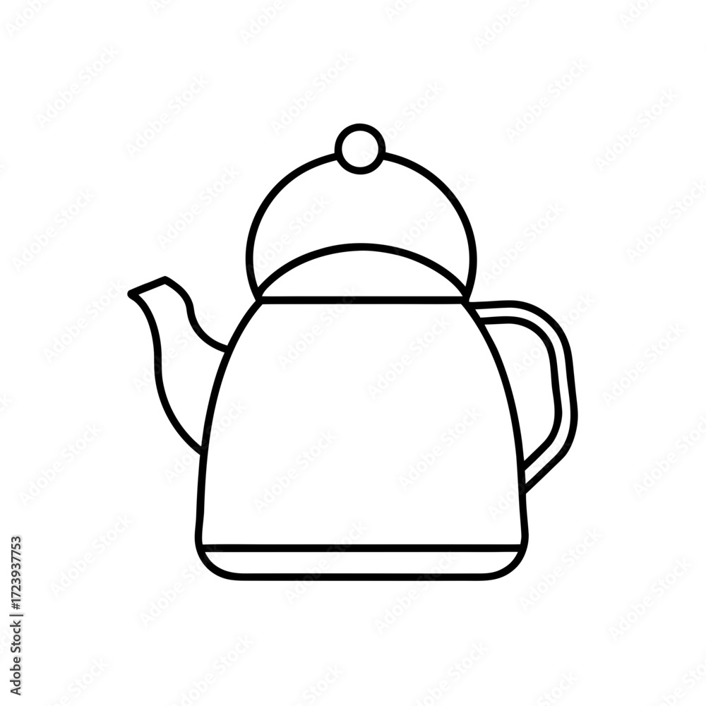Obraz premium Outline drawing of a classic teapot shape on transparent background