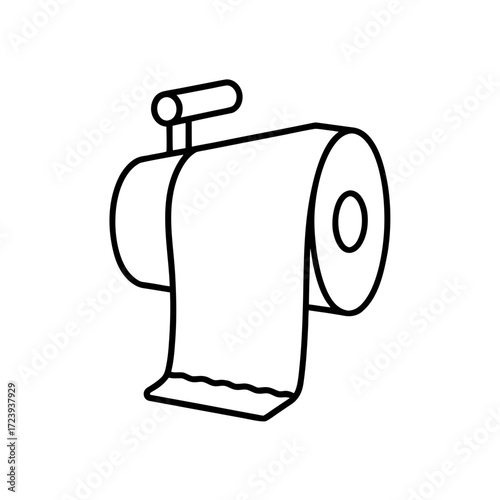 Outline drawing of a toilet paper roll on transparent background