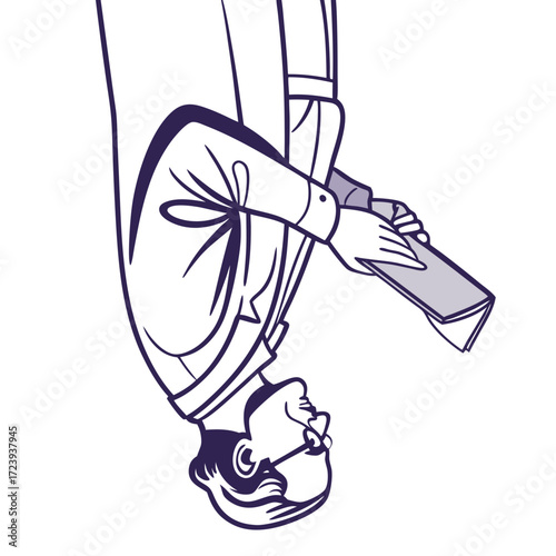 Stylized illustration of a businessman holding a folder or document upside down