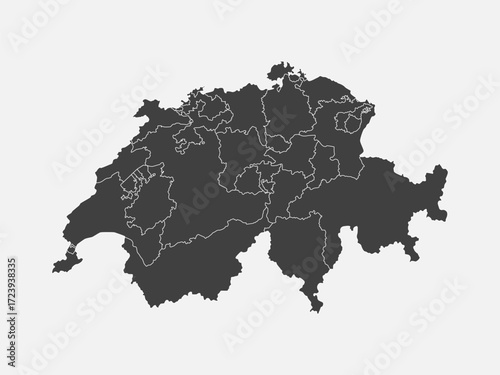 Vector map country Switzerland divided on regions