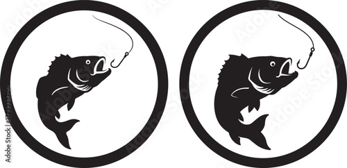 Two oval frames featuring a bass fishing silhouette
