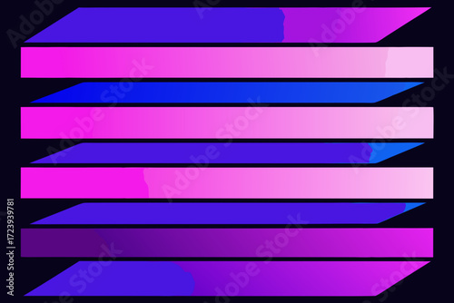 Abstract geometric background with horizontal stripes in vibrant pink and blue gradient colors, creating a modern and dynamic visual effect