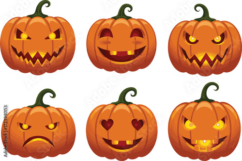 Halloween pumpkins, spooky jack o lantern faces, scary and funny carved pumpkins, glowing eyes pumpkins, angry pumpkin, love heart eyes pumpkin design