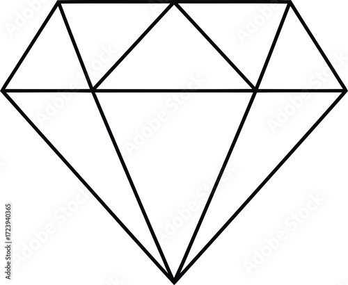 A simple black and white line drawing of a faceted diamond gem.