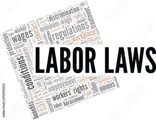 Labor Laws word cloud conceptual design isolated on white background.