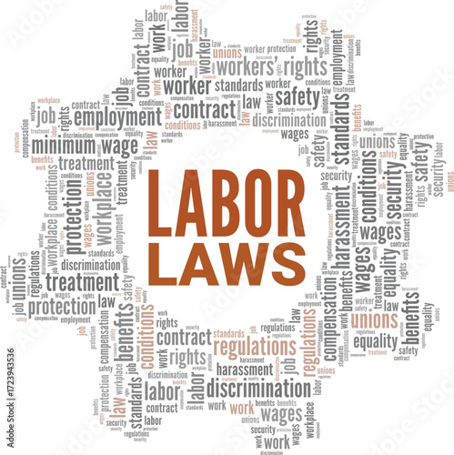 Labor Laws word cloud conceptual design isolated on white background.