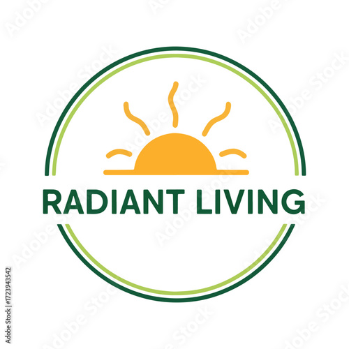 Bright sunburst logo with uplifting "Radiant Living" text