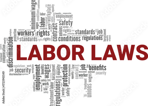 Labor Laws word cloud conceptual design isolated on white background.
