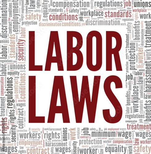 Labor Laws word cloud conceptual design isolated on white background.