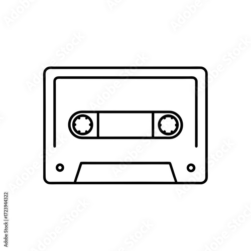 Outline of a cassette tape art on transparent background