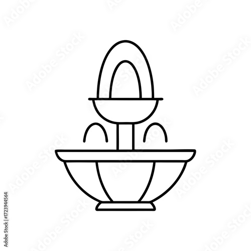 Simple outlined water fountain on transparent background