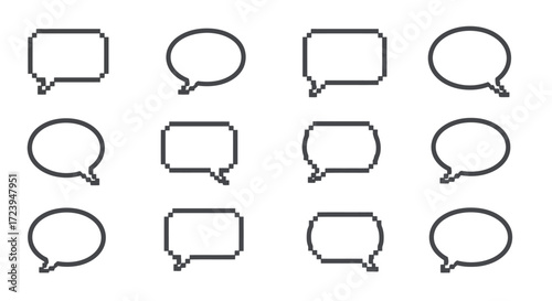 Collection of Pixelated and Smooth Speech Bubble Icons.