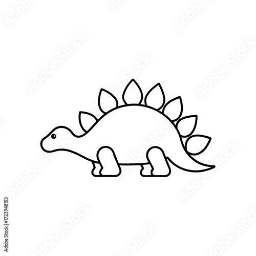 Outline drawing of stegosaurus on transparent background