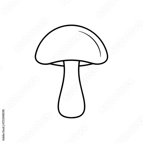 Simple outline drawing mushroom on transparent background