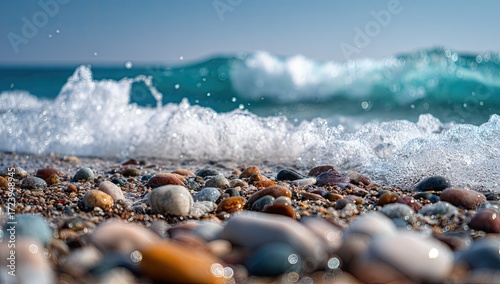 Fototapeta Naklejka Na Ścianę i Meble -  Close-up beach scene with waves