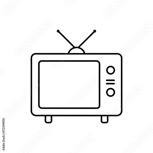 Outline drawing of a tv set on transparent background